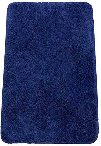Brandsseller Badezimmerteppich 70x120 cm Badvorleger Badematte Badteppich rechteckig Chenille rutschfest saugstark maschinenwaschbar - Blau