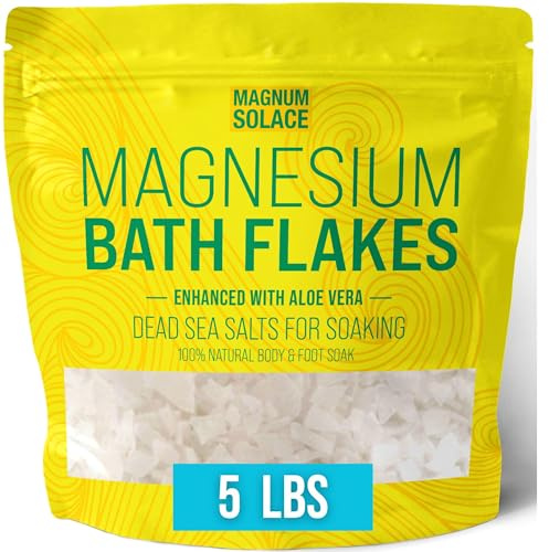 Magnesium Bath Flakes - Dead Sea Salt – Dead Sea Salts for Soaking – Magnesium Flakes for Bath - Enhanced with Aloe Vera (5 Pound)