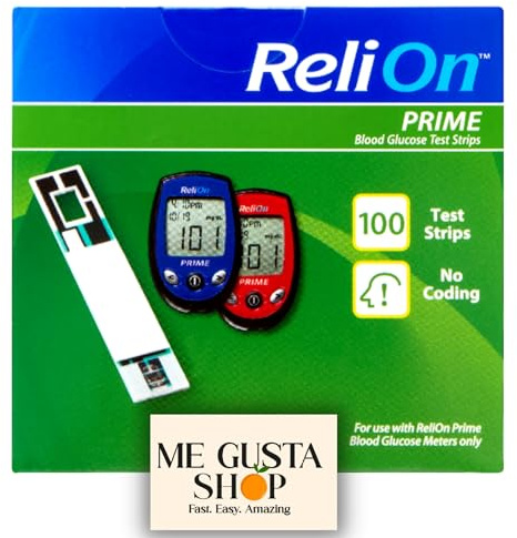 ReliOn Prime Blood Glucose Test Strips, 100 Ct + me Gusta Sticker