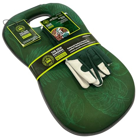 Spear & Jackson Kew Gardens Collection Garten-Kniekissen & Lederhandschuhe Set – Viskoelastisches Schaumstoff-Kissen, Wasserabweisend, Verstellbar, Bequem, Ideales Geschenkset für Gartenliebhaber