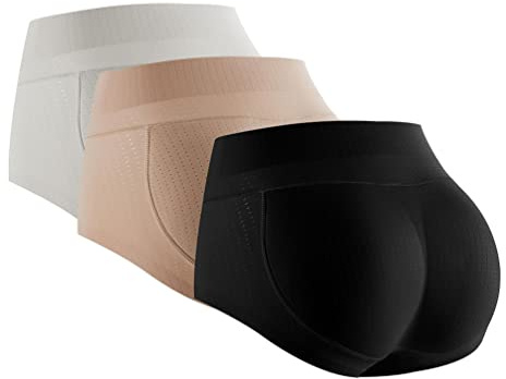 SUIUOI 3 PCS bragas push up para mujer, bragas levanta glúteos acolchadas sin costuras, ropa interior pushup, levanta glúteos po push up, faja moldeadora realzadora de cadera, bragas moldeadoras