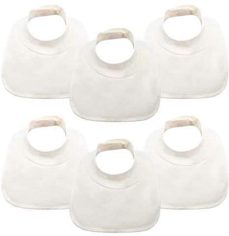 SYVOFOX 6 Pack Mock Neck Baby Bibs, High Neck Soft Cotton Dribble Bibs for Baby Teething, Waterproof Drooling Blank Bibs for Infant Girl and Boy Newborn to 6 Month - Cream