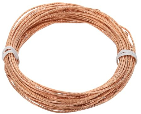 PATIKIL Cable a Tierra de Cobre Desnudo, Calibre 18, 7.6 Metros Alambre de Cobre Trenzado Sólido Conductores para Equipos Eléctricos de Lámparas Conexión a Tierra de Iluminación