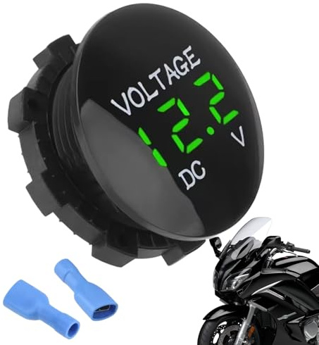 Voltmeter Battery Monitor - manometro del misuratore di tensione impermeabile da 12 V | Tester batteria a LED rotondo per marine, auto, camion, moto, indicatore di stato della batteria
