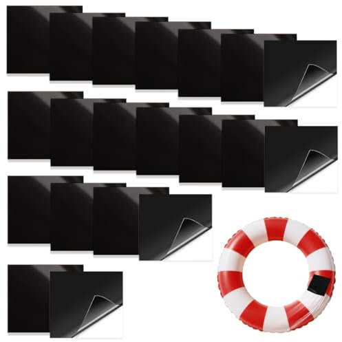 WUSJCOF 20 pcs TPU Aufblasbares Patch Reparatur Kit Selbstklebender Pool Patch Reparatur Flicken Kit Luftmatratzen Pool Patch Reparierwerkzeug für aufblasbares Boote Spielzeug (Schwarz)