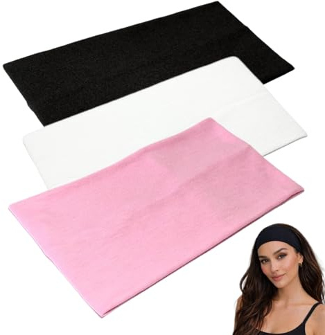 WESTEND CHOICE Extra Wide Headbands 11cm Plain Stretchy Kylie Head Band 3 Pack Unisex Bandeau Headbands for Women & Men Soft Hairbands Yoga Bandana Headband (Mixed set C)