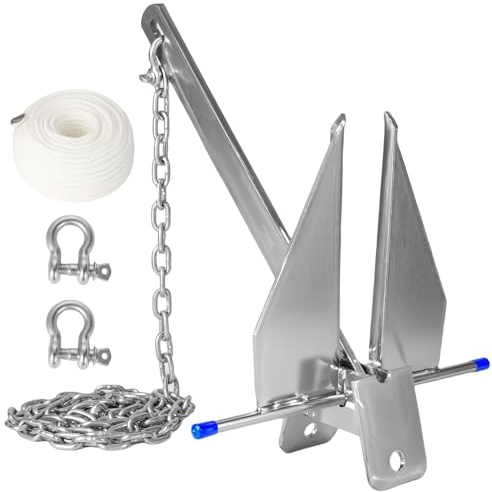 Boat Anchor Kit for 12-22 ft Boat, 8 lb Galvanized Boat Anchor