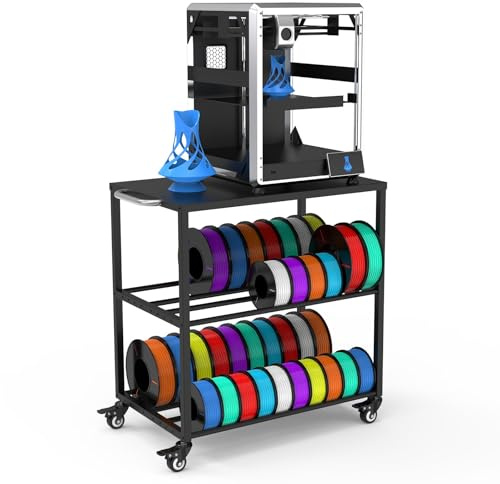 Raweao 3D Printer Filament Storage Rack, Heavy Duty Metal Filament Organiser with Wheels, Storage Holders for Filament Spools PLA/ABS/TPU for Home,Office,Workshop(Black)
