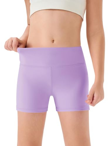 Haloumoning Pantalones cortos de verano para niña, leggings cortos para niños, monocolor, cintura alta, pantalones de ciclismo, yoga, danza, gimnasio, leggings deportivos bajo falda, pantalones cortos