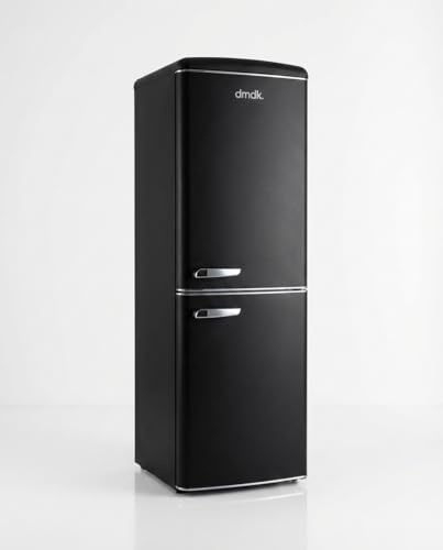 DMDK DKB3 Frigorifero-Congelatore a Libera Installazione, Stile Retrò, Nero Opaco, No Frost, 244 l, 181 x 55 x 57,50 cm
