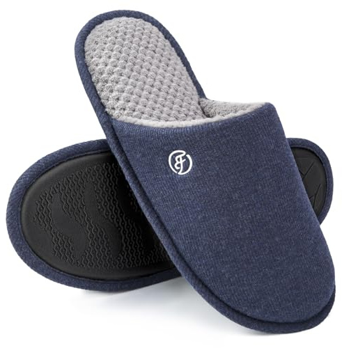 EverFoams Pantofole Classiche da Uomo in Memory Foam, Ciabatta in Spugna Traspirante Blu,40/41 EU