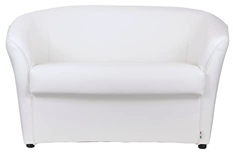 Totò Piccinni Divano POZZETTO 2 posti Alta QUALITA' Made in Italy A.76xL.123xP.67cm (Ecopelle Bianco)