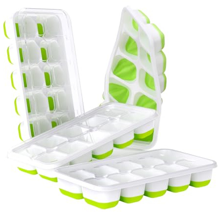 DOQAUS Ice Cube Tray with Lids, 4 Pack Silicone Ice Trays for Freezer