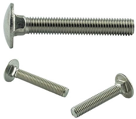 AGBERG Lot de 10 vis à tête bombée M8 x 40 mm, avec collet carré et filetage complet, en acier inoxydable A2 V2A, inoxydable, DIN 603 (ISO 8677)