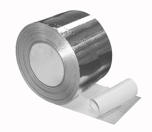 NOVANETUS ALU TAZ Ruban Adhésif en Aluminium Renforcé 100mm x 50m de Mailles pour Systèmes de Ventilation et de Climatisation, Bande Adhésif d'Étanchéité Renforcé, Isolation