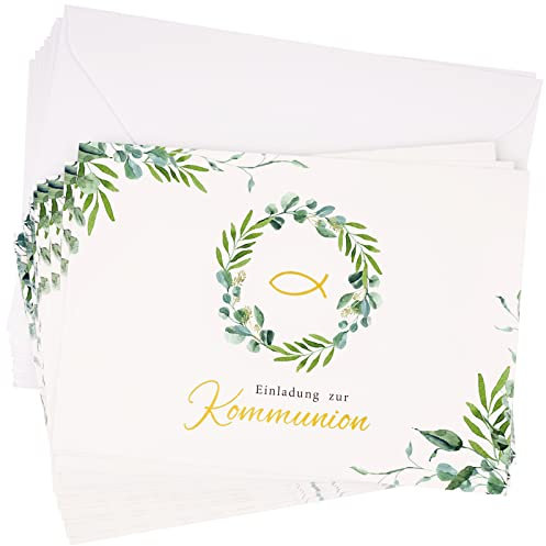 BOFUNX 12pcs Biglietto di Auguri Comunione Idee Regalo Comunione Biglietto d'invito Comunione Carta Creativa con Busta Gadget Comunione Fatto a Mano
