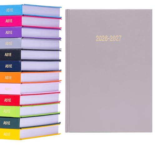 2026 2027 Academic Diary A5 Page a Day - Mid Year Hardback Planner From August 2026 to July 2027 - Student Teacher School Organiser with Ribbon Bookmark (A5, Grey)