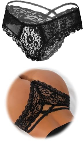 ohmydear Stringtrosor för damer, 1/2/3-pack, sexiga trosor, stora storlekar, erotiska underkläder, hipstertrosor, brasilianska trosor, med spets, justerbar linning, underbyxor