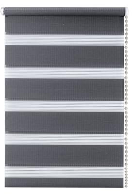 Apex Furnishings Zebra Day and Night Blinds Dual Layer Fabric Opaque & Translucent Easy Fit Zebra Blind for Windows and Door Grey Roller Blinds (64cm X 165cm)