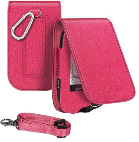 MEDMAX Étui de Protection pour Le Abbott Freestyle Libre 3/ Libre 2 / Libre, Étui en Cuir PU avec Cordon de Suspension Amovible, Coque de Transport Léger Case pour Diabétiques (Rose Rouge)