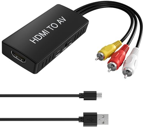 DigitPro HDMI zu RCA Konverter, HDMI zu AV Adapter, zu Composite CVBS 1080P Audio Video mit AV-Kabel, kompatibel mit PAL/NTSC für PC, TV, Wii, Xbox, Set-Top-Box, VHS