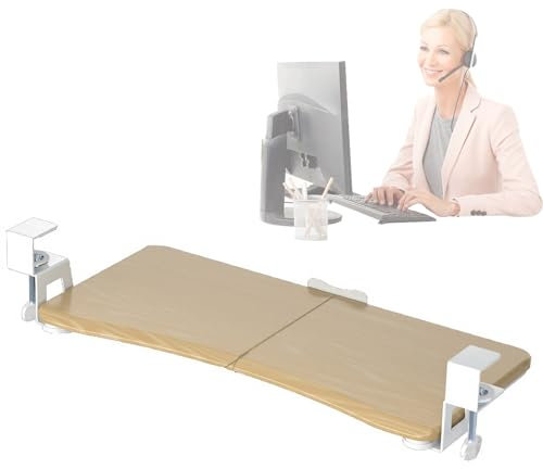 Juego de rieles de sujeción for teclado, soporte for teclado, bandeja for teclado debajo del escritorio, deslizable, altura ajustable, cajón for teclado de computadora con abrazadera en C, fácil insta