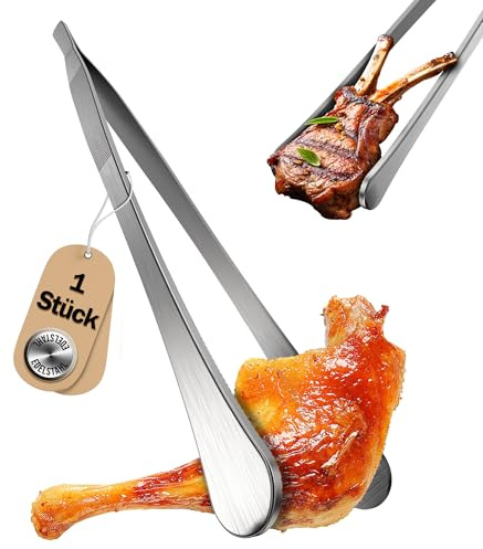 4smile Pinzetta da cucina rotonda, 1 pezzo, in acciaio inox, di alta qualità, 30 cm, pinzetta per cucina e arrosti, pratica pinzetta da cucina