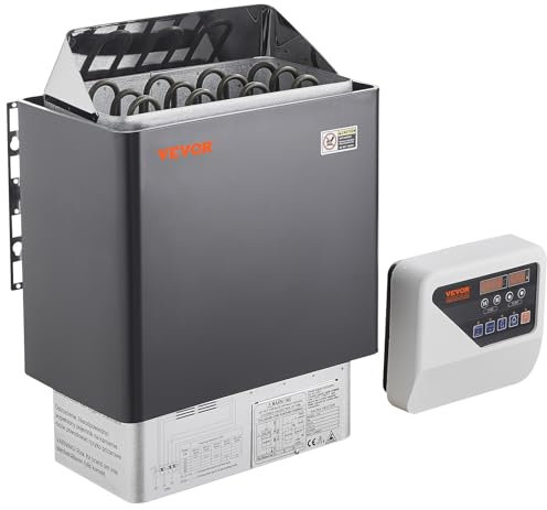 VEVOR Poêle de Sauna Électrique Portable, 6 kW, 400 V 3 N, avec Minuterie 3 h, Contrôleur Numérique, 110℃ Max, pour Sauna 5-9 m³, Utilisation Commerciale de Douche Spa Hôtel, Pierres Non Incluses