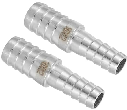 QUARKZMAN 2Pcs 16mm a 12mm Diámetro Espiga Manguera Montaje Reductor, Adaptador para Manguera de Acero Inoxidable 304 para Sistemas de Vacío, Conexiones de Tuberías Industriales, Plateado