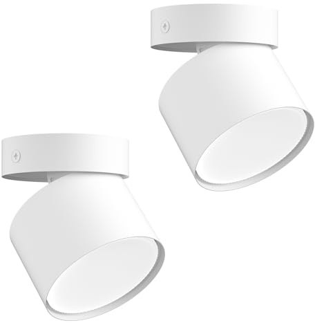 Klighten 2 Pezzi Faretti da Soffitto Orientabili, Attacco GX53, Faretto da Cilindro in Alluminio, Rotondo Faretto Superficie Moderna, 81 x 79 mm, Lampadina non Inclusa, Bianco
