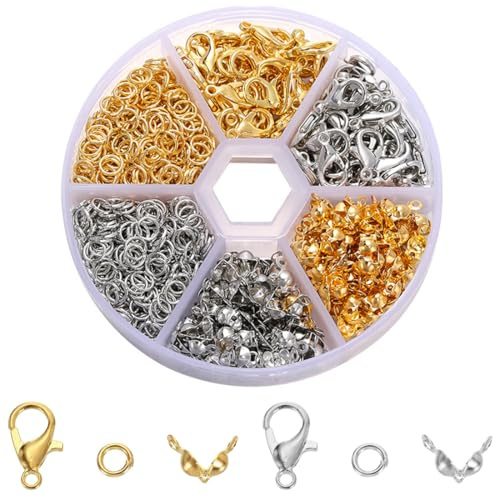 EIHI 370 Pezzi chiusure per collane, chiusure per braccialetti Kit, per gioielli, braccialetti Fai da Te, collane fai da te