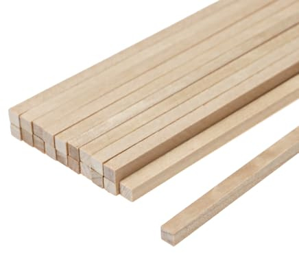 DBOO Palos cuadrados de madera balsa sin acabar, 20 unidades, tacos de madera natural de 6 x 6 x 300 mm para hacer modelos, manualidades, proyectos STEM y carpintería