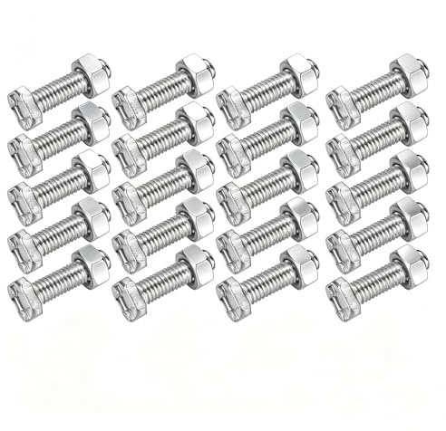 20 set aluminiummuttrar bultar set för växthus, 22 mm långt växthus fyrkantigt huvud M6 x 22 bultar och M6 mutter