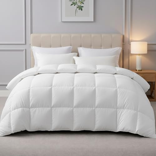Gallant Global Feels Like Down Duvet - Hollowfiber Filling Ultra Soft Noisless All-Year Round Quilt for Summer, Autumn & Winter with Corner Tabs, Box Stitched Quilt (10.5 TOG (WHITE), Super King)
