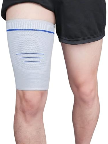 ADRLOPFE Medias Compresion Hombre 1 funda de compresión for muslos, antideslizante, transpirable, for cuádriceps e isquiotibiales, for la parte superior pierna, for mujeres y hombres(Black,L)
