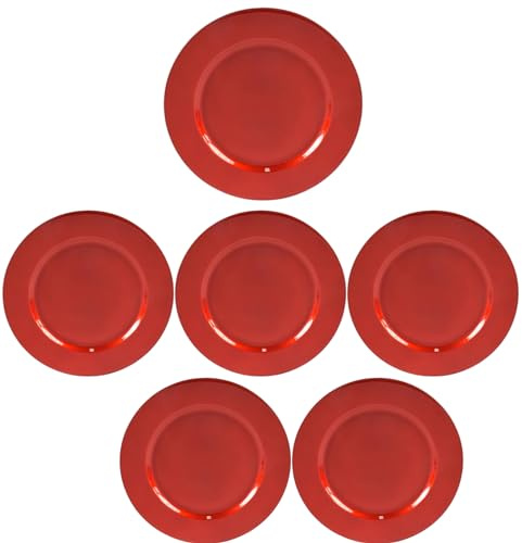 Casa 12 SOTTOPIATTI Rosso in PLASTICA Rigida Tondo 33 CM Natale sotto Piatto CENONE