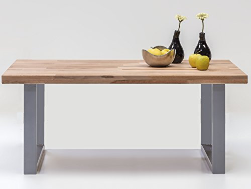 Massivmoebelversand.de Couchtisch rechteckig mit Metallfüßen 115 x 65 Kernbuche massiv geölt