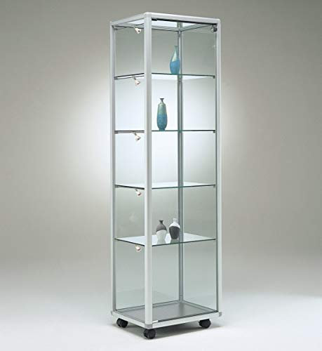 MHN Glasvitrine T 52,5 x B 52,5 x H 184,5 cm - schmale Glas Standvitrine abschließbar - Ausstellungs-Vitrine - ohne Beleuchtung
