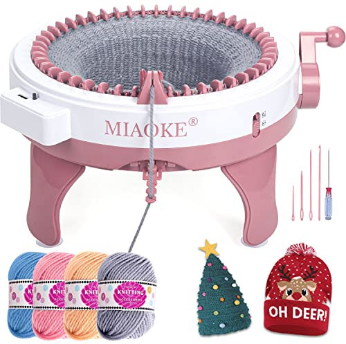 MIAOKE Express 48 Nadeln Strickmaschine, runder Webrahmen, rotierender Doppelstrick-Webrahmen, Nadelmaschine für Erwachsene und Kinder, große Größe DIY Spielzeug, handgewebt, wie Hüte, Handschuhe