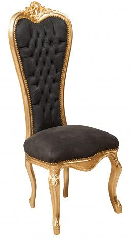 Biscottini Luigi XVI Respaldo alto 137 x 56 x 55 cm | Sillón de salón barroco dorado | terciopelo negro