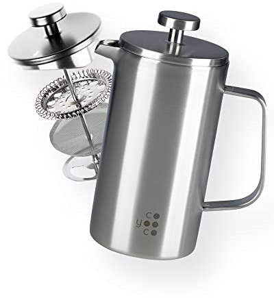 Coyooco French Press rostfritt stål 350 ml | för 2 koppar | finns i 2 storlekar | utsökt kaffe på språng | barista kaffebryggare i termos