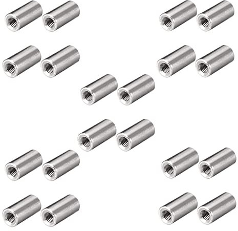 20 pezzi M5 8 x 20 mm 304 in acciaio inox 304, raccordo per dadi rotondi, filettatura interna, asta rotonda