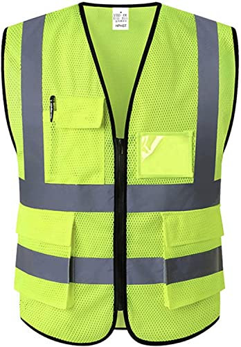 HPHST Sicherheitswesten Warnweste Hohe Sichtbarkeit Reflektierendes Mesh Warnweste für Herren and Damen Hohe Sichtbarkeit Fahrradweste mit Gelb (M)
