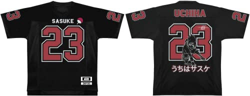 Naruto T-Shirt Homme Replica Sport US Baseball « Sasuke Uchiha » MENARUTTS246, Noir, Taille M