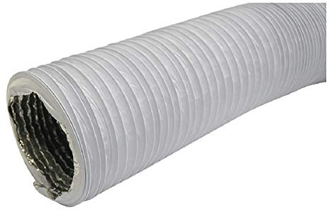 ABOUT VENT Ø 160 mm – 3 m aluminium/PVC ventilationsslang – vit flexslang – frånluftsslang för torktumlare, luftkonditionering, fläkt- flexrör, aluminiumrör, slang