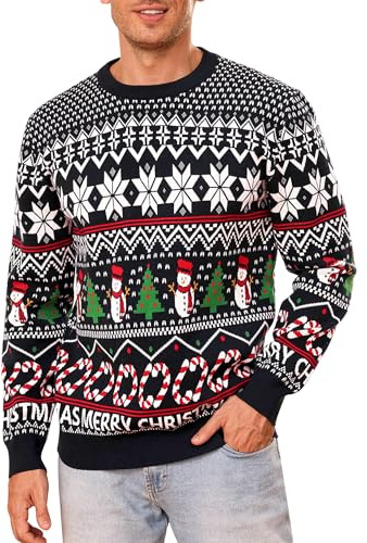 Gyabnw Pull de Noël à Manches Longues et col Rond pour Homme