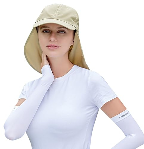 TYXHXTF Gorra con Protector Cuello-Nuca,Gorra Senderismo Hombre Protección Solar,Gorro Hombre Verano Sombrero Senderismo Nuca,Sombreros de Pesca con Cubierta de Cuello Desmontable