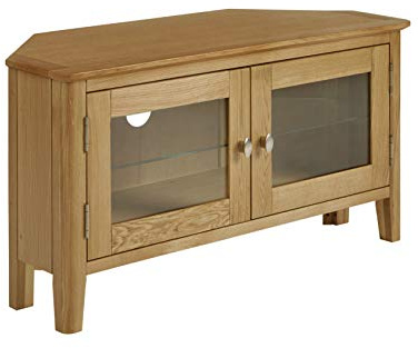 Home Furniture Group Ltd Copenhagen Oak Corner TV Unit – Glass Doors – Scandinavian Style – Fully Assembled