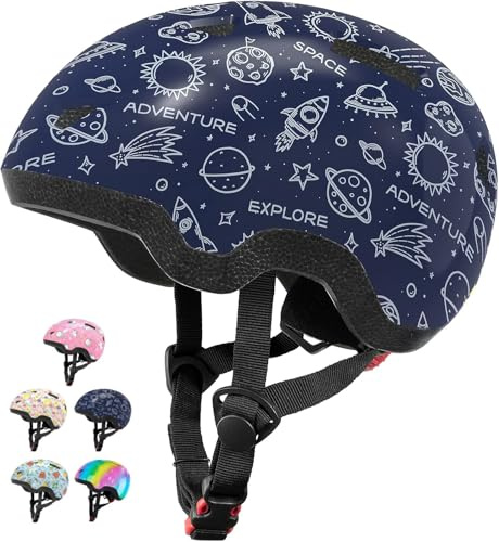 Lyefancy Kids Helmet for 1-8 Years Old, Toddler Helmet for Infant Baby, Printed Character Kids Bike Helmet for Boys Gilrs, Children Helmets for Cycling Scooter Skateboard Skating(Galaxy, XS(46-50cm))