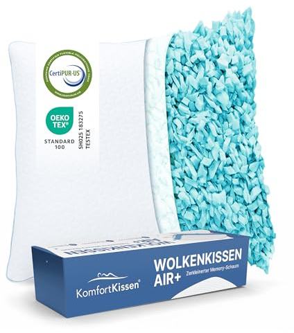 MKS Molnkudde Air 80 x 80 – höjdjusterbar minnesskumkudde – ergonomisk nackkudde med svalkande gel – bekväm sovkudde för alla sovpositioner